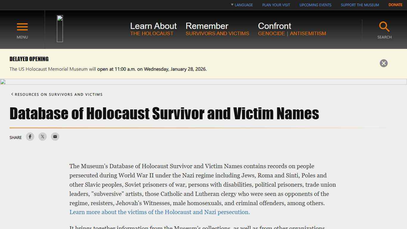 Database of Holocaust Survivor and Victim Names - United States Holocaust Memorial Museum